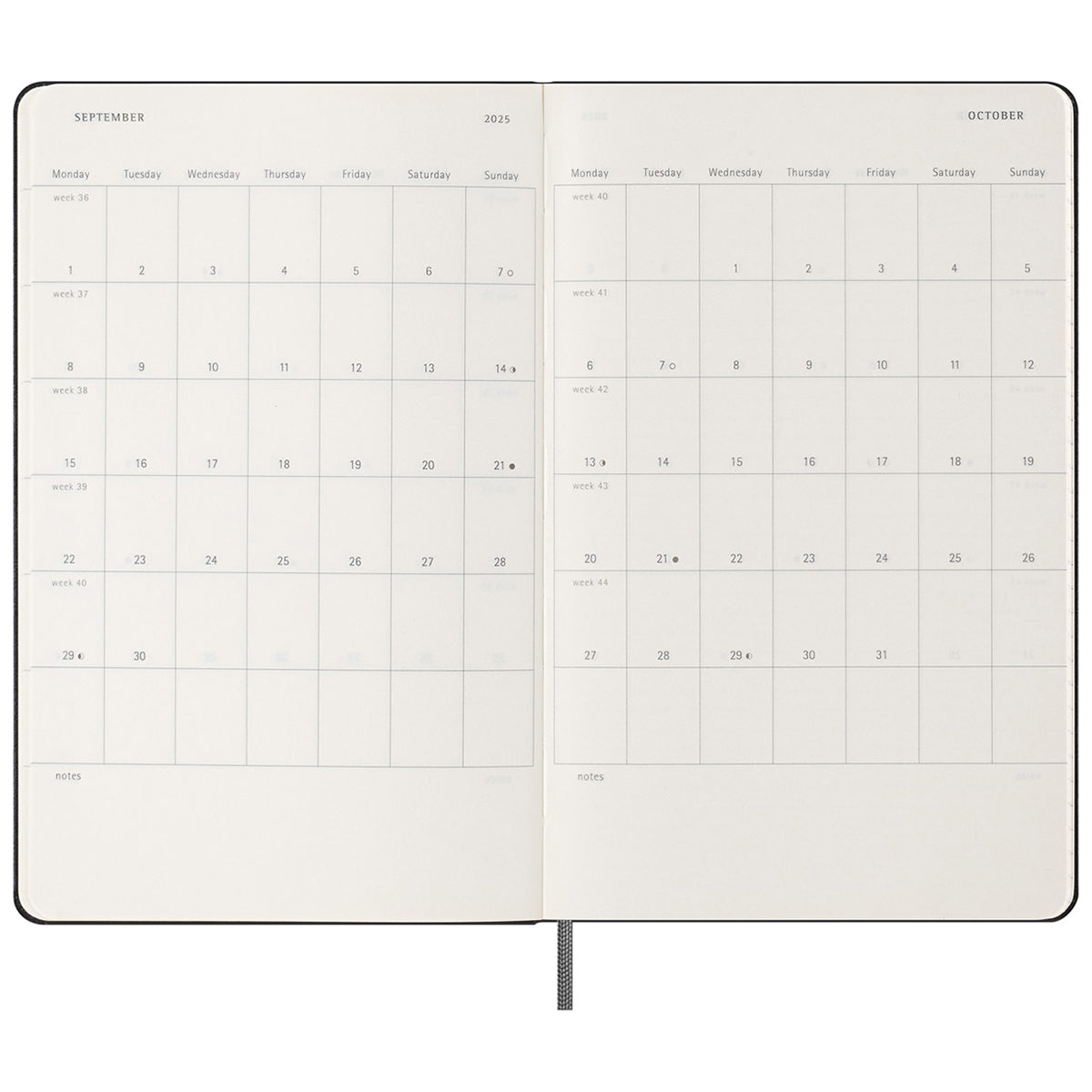 Moleskine Black Hard Cover Large 18 Month Weekly 2024-2025 Planner