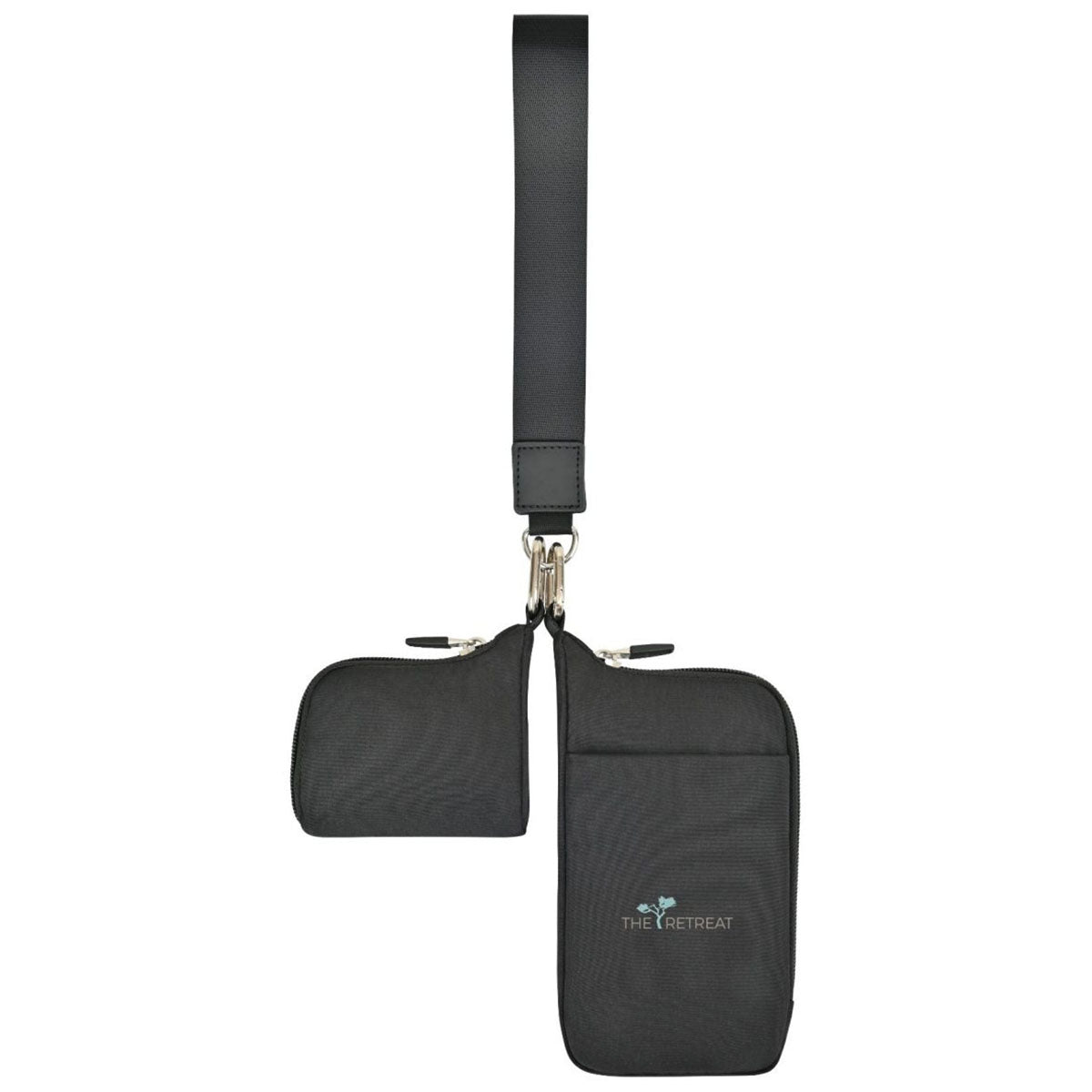 Gemline Black Well Studio Recycled Nylon Dual Pouch Lanyard - AWARE