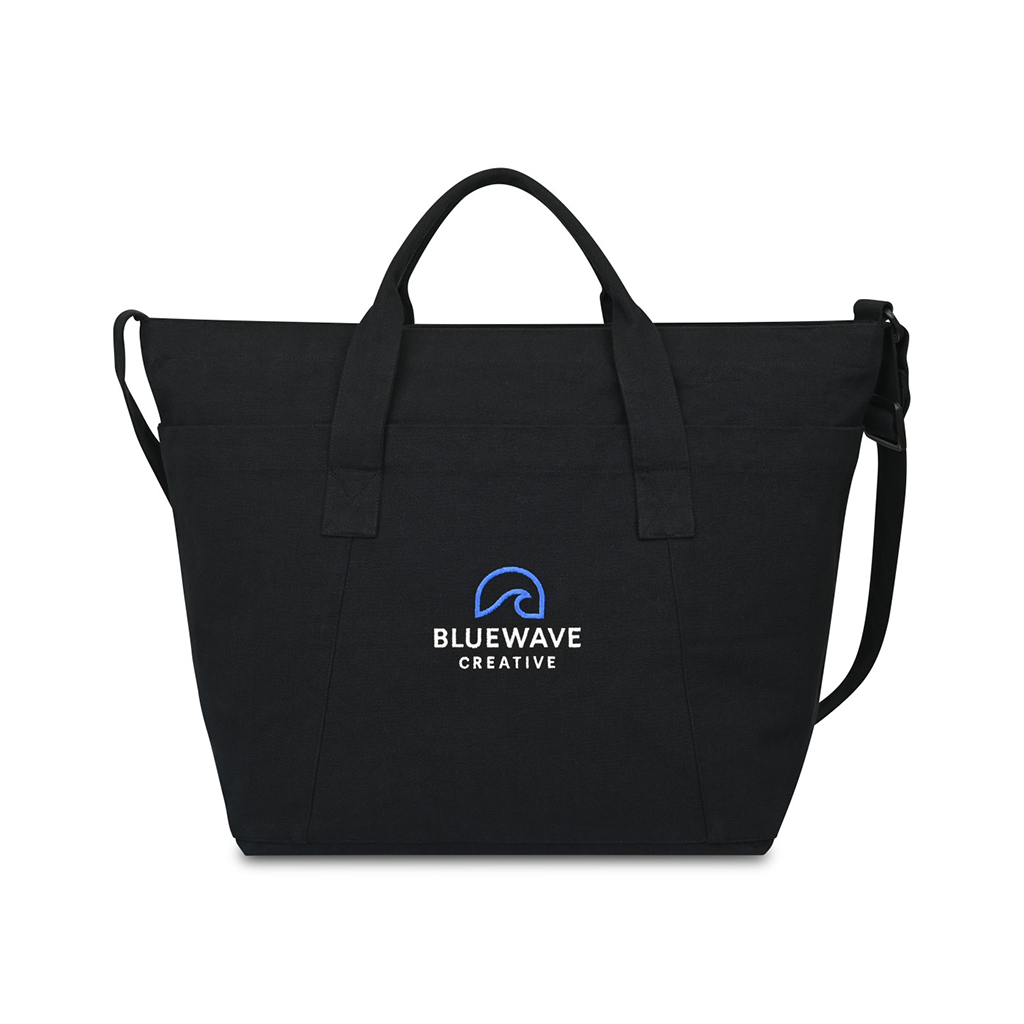 Gemline Black Recycled Cotton Weekender Tote - AWARE