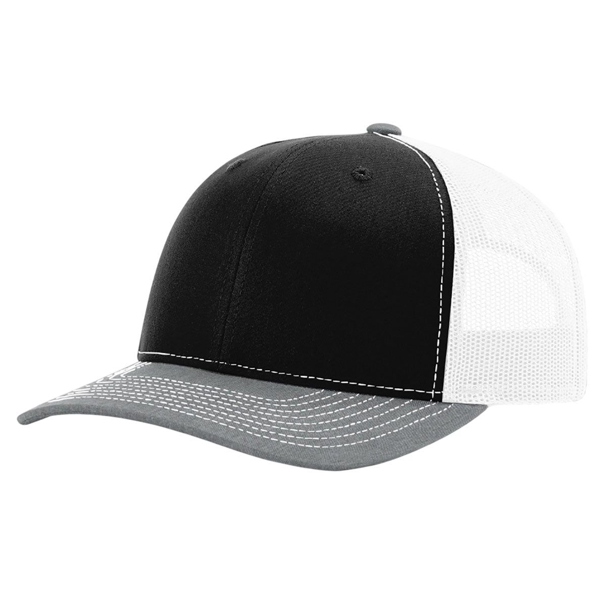 Richardson Black/White/Heather Grey Trucker Cap