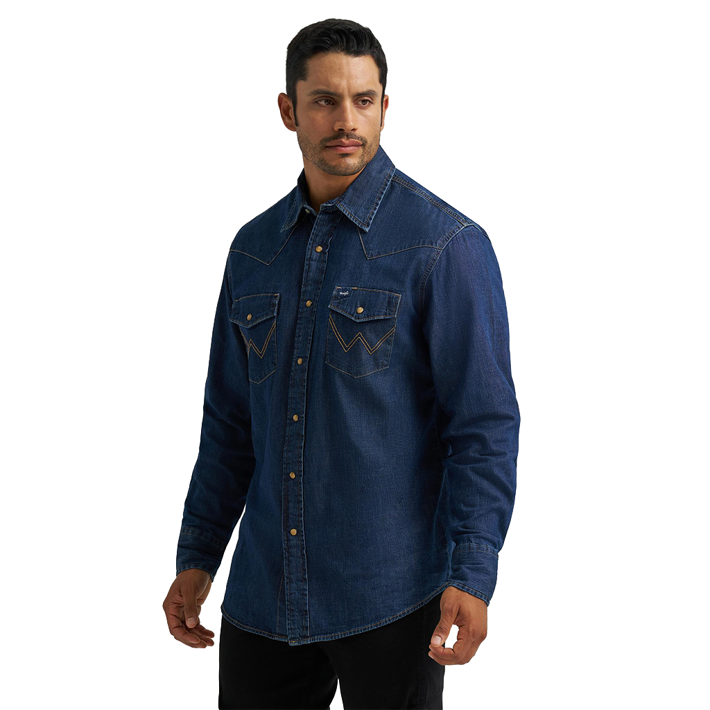 Wrangler Men's Dark Denim Long Sleeve Denim Shirt