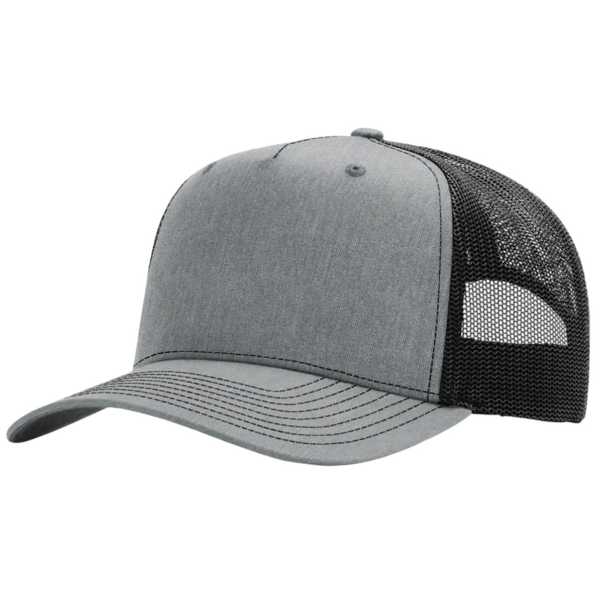 Richardson Heather Grey/Black Five-Panel Champ Trucker