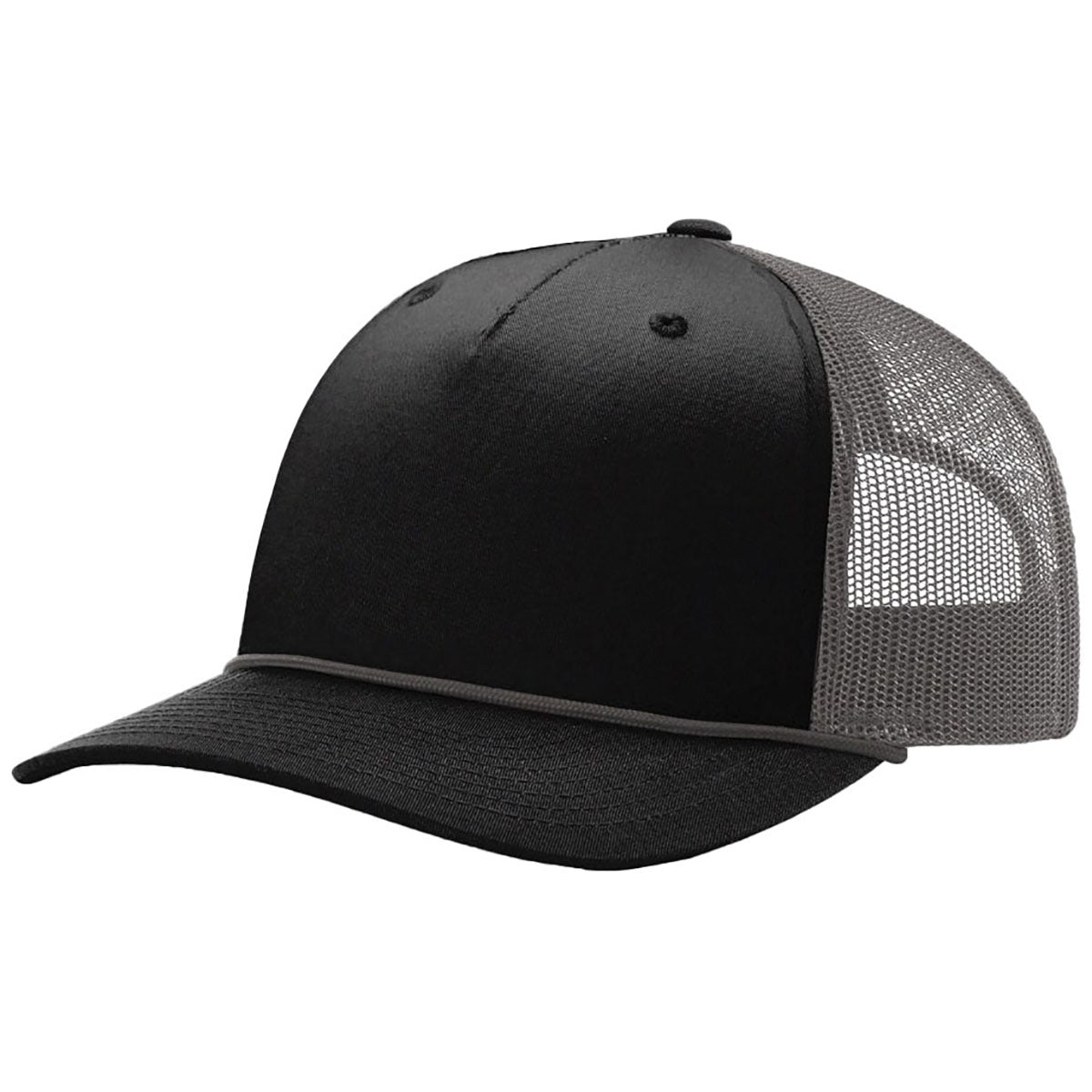 Richardson Black/Charcoal/Charcoal Five-Panel with Rope