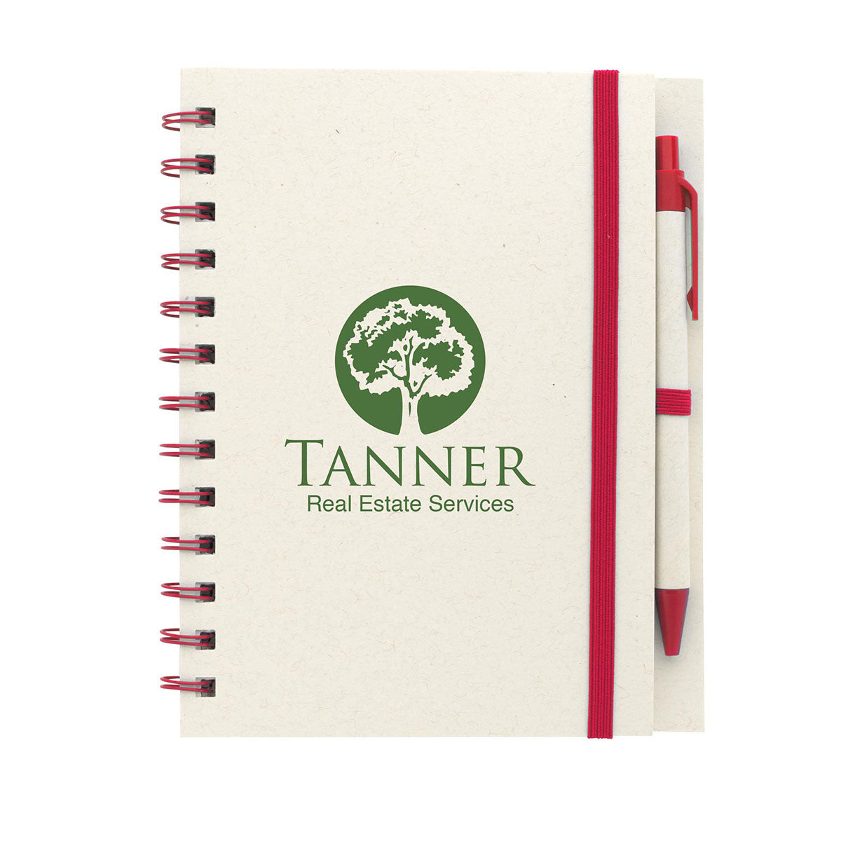 Good Value Red BoC Recycled Paper Spiral Notebook with Pen