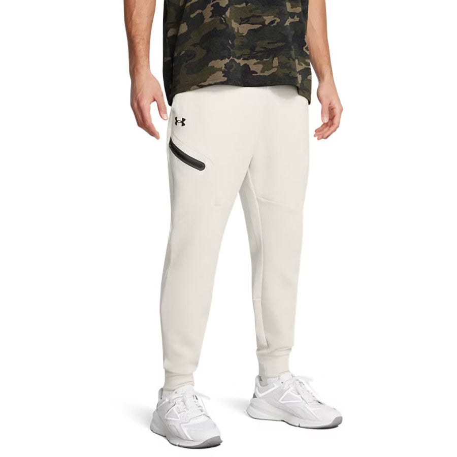 Under Armour Men's Summit White/Black Unstoppable Fleece Joggers