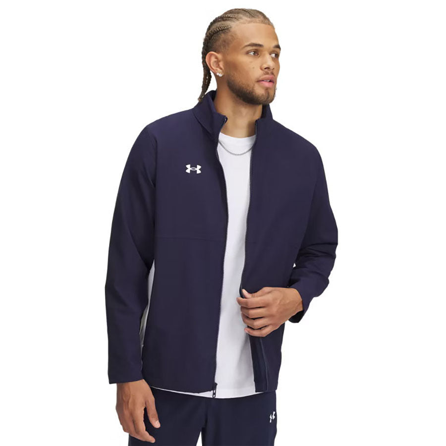 Under Armour Men's Midnight Navy/White/White Rival Stretch Woven Full-Zip