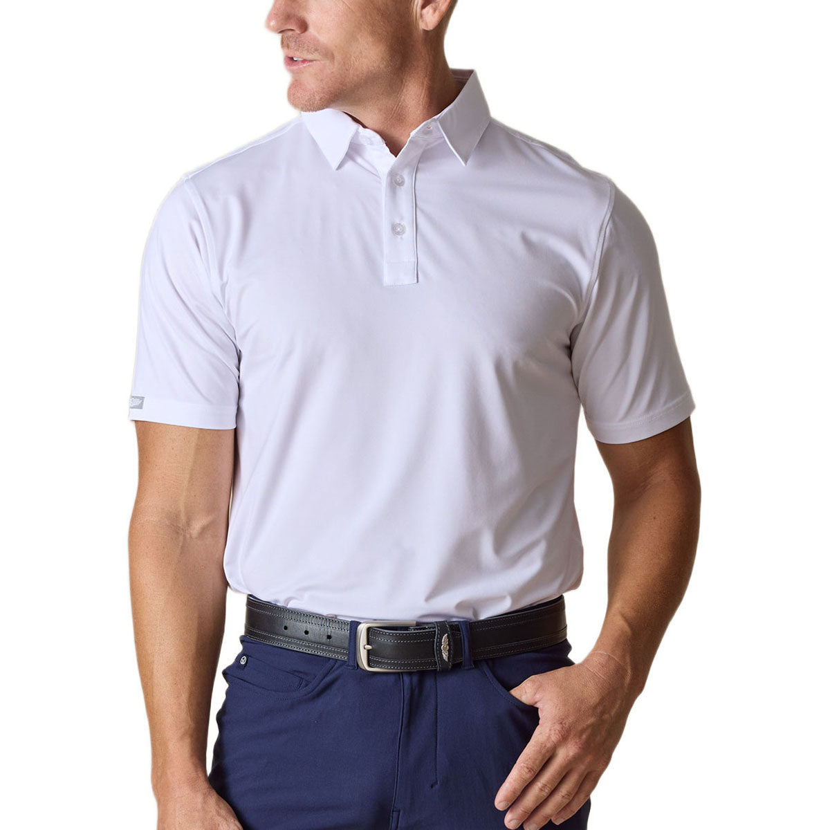 Straight Down Men's White Olympic Polo