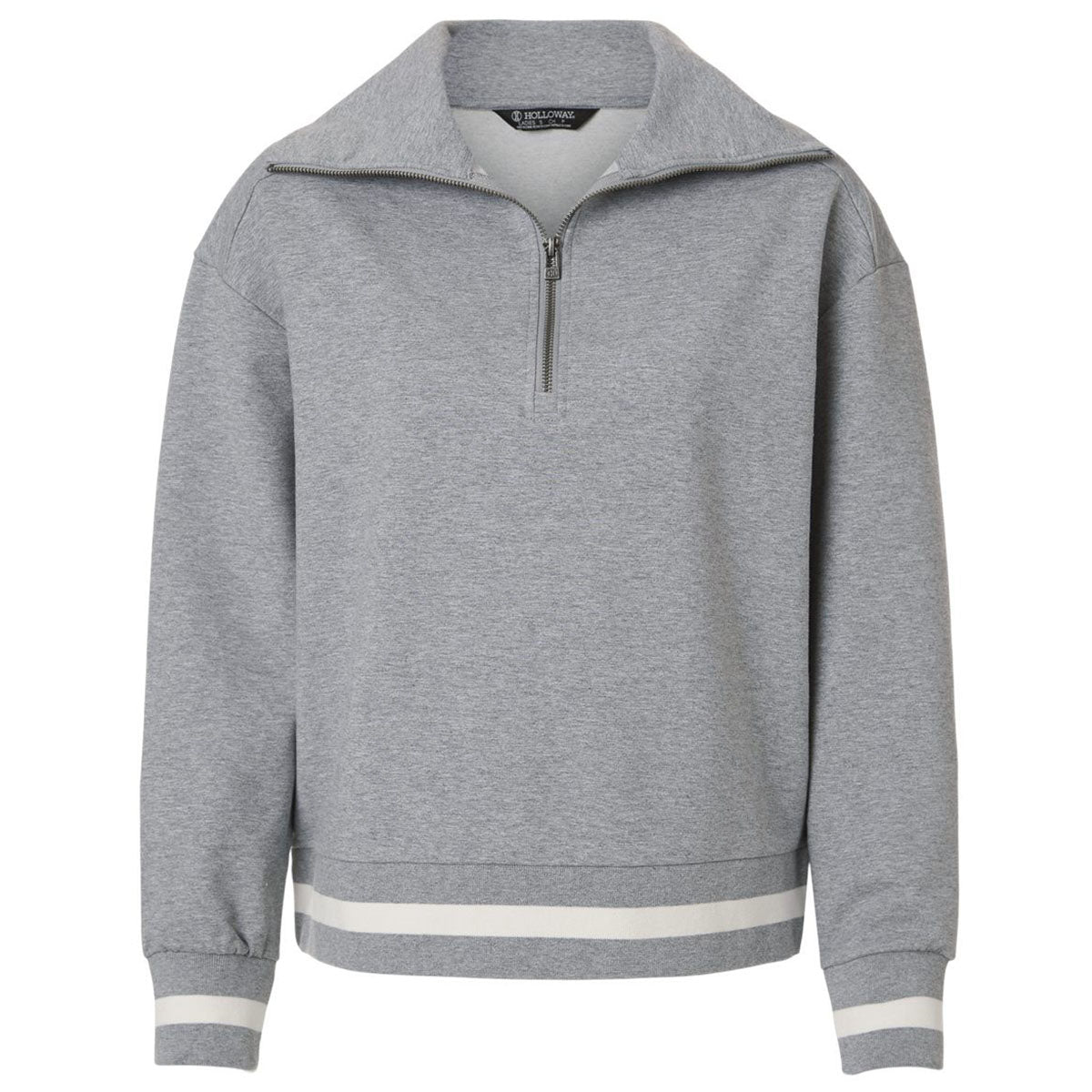 Holloway Women's Athletic Heather/Vanilla Heritage Prep Quarter-Zip Pullover