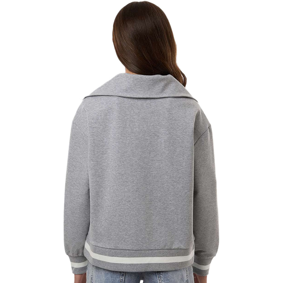 Holloway Women's Athletic Heather/Vanilla Heritage Prep Quarter-Zip Pullover