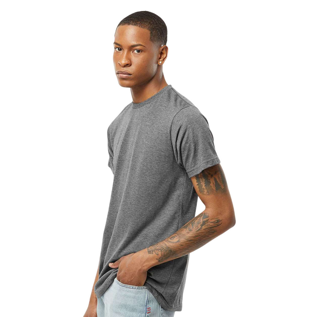 Tultex Unisex Heather Charcoal Poly-Rich T-Shirt