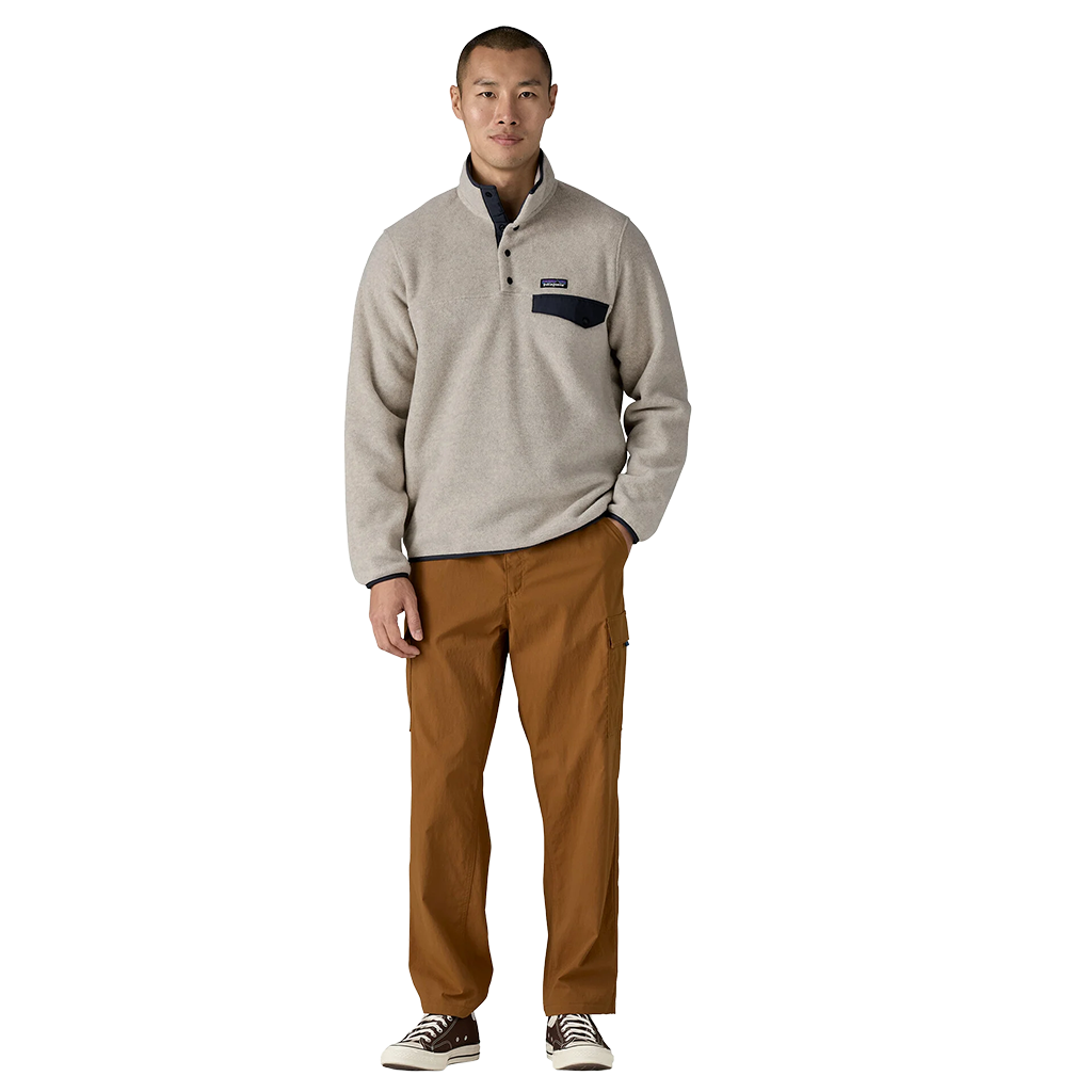 Patagonia Men's Oatmeal Heather w/New Navy Lightweight Synchilla Snap-T Fleece Pullover