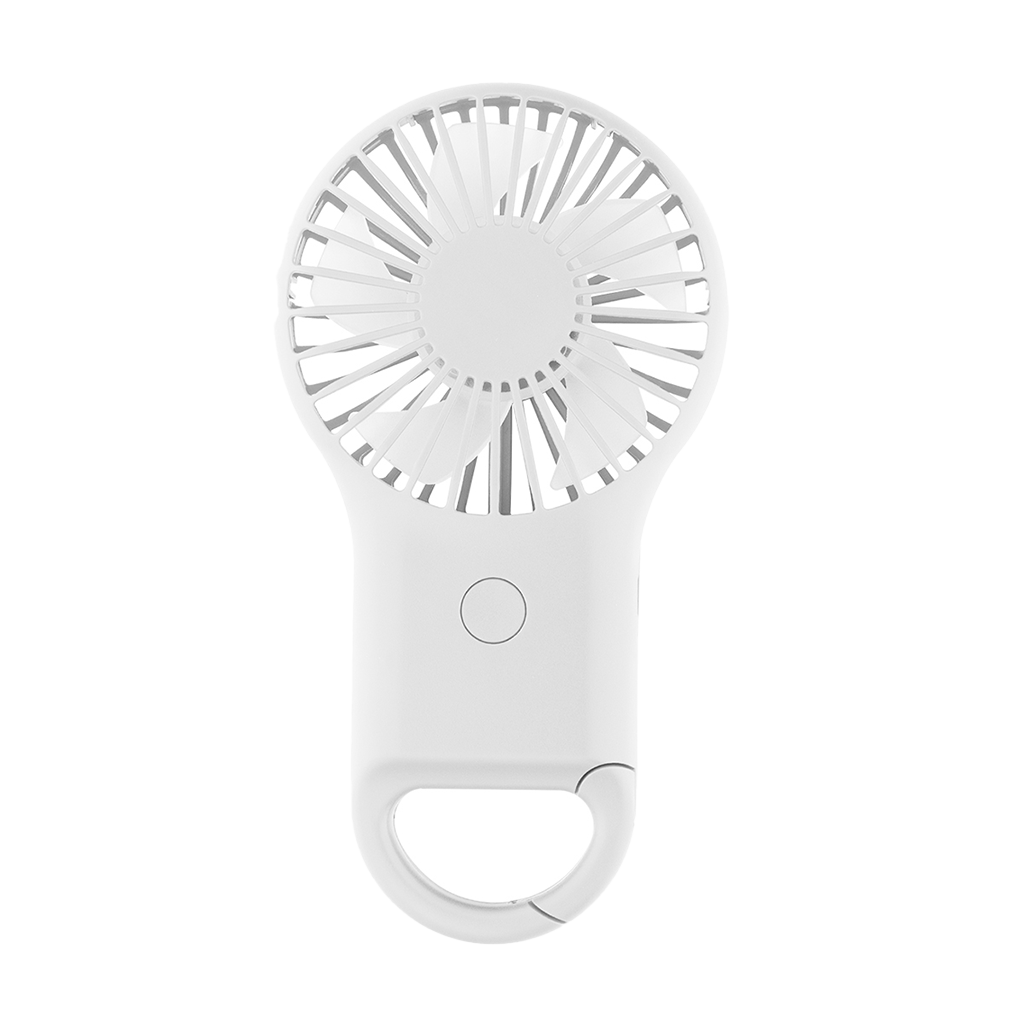 Hit White Rechargeable Handheld Fan With Carabiner 2.0