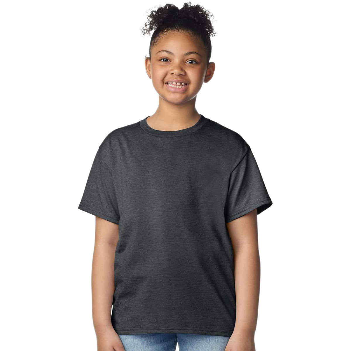 Gildan Youth Heather Dark Grey Light Cotton T-Shirt