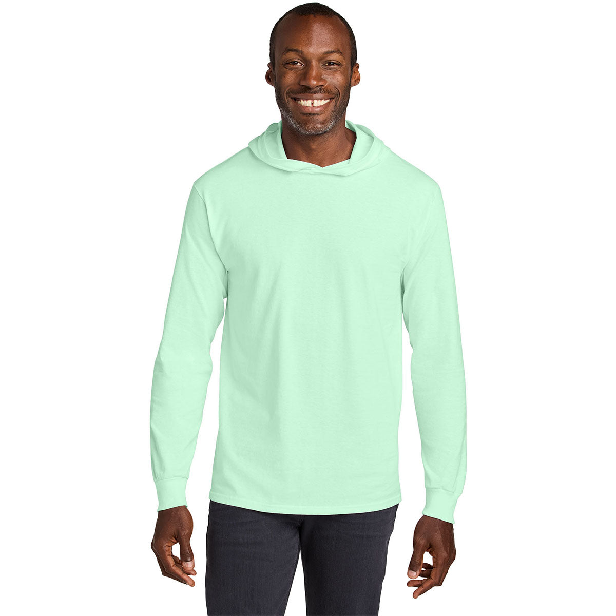 Jerzees Classics Unisex Mint To Be Cotton Long Sleeve Hooded T-Shirt