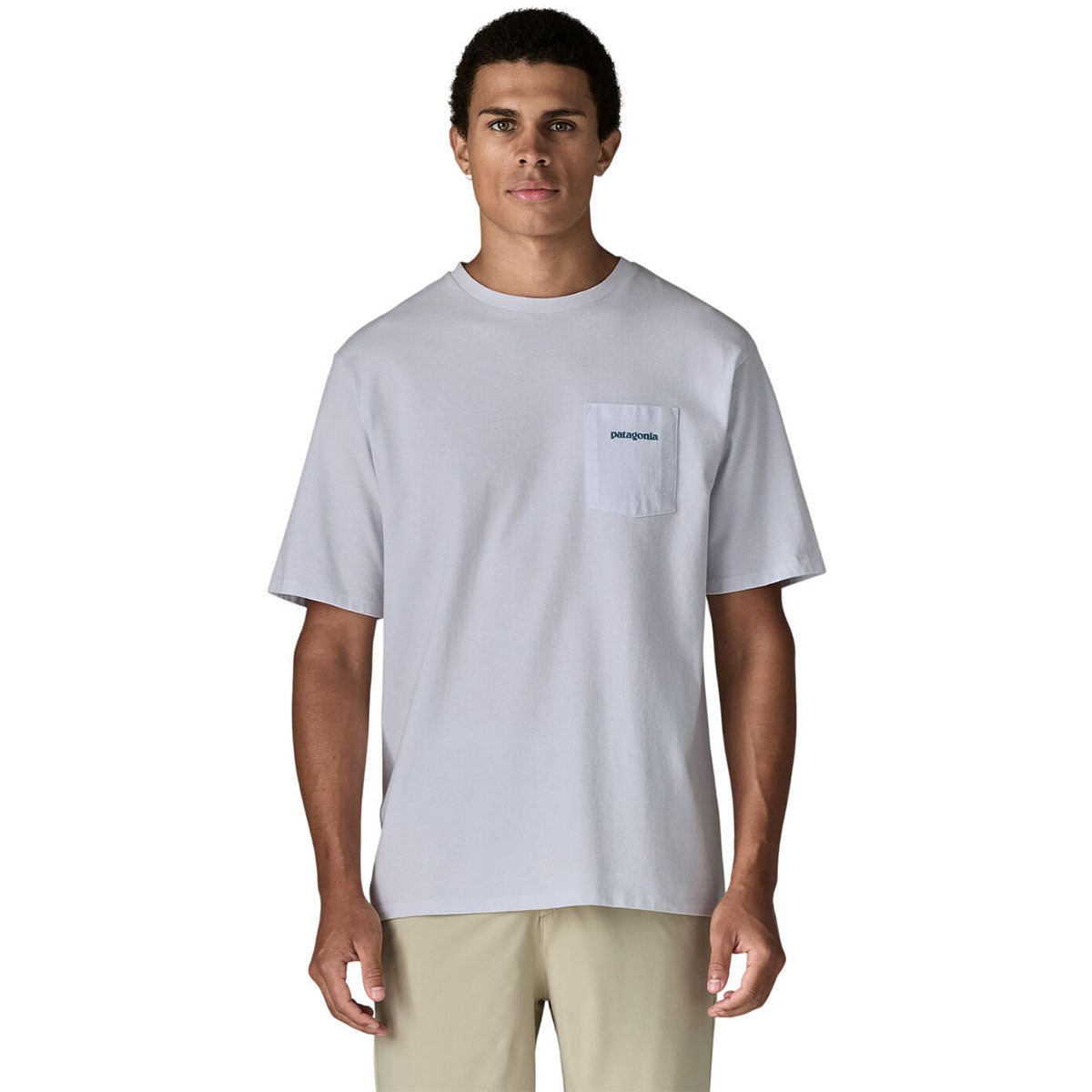 Patagonia Men's White Boardshort Logo Pocket Responsibili-Tee
