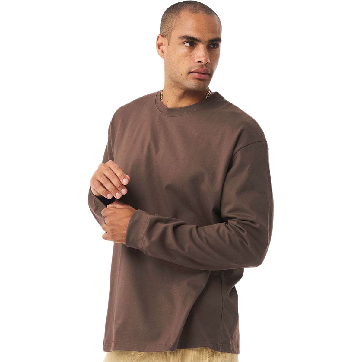 Bella + Canvas Men's Cocoa 7.5 oz Heavyweight Long Sleeve Tee