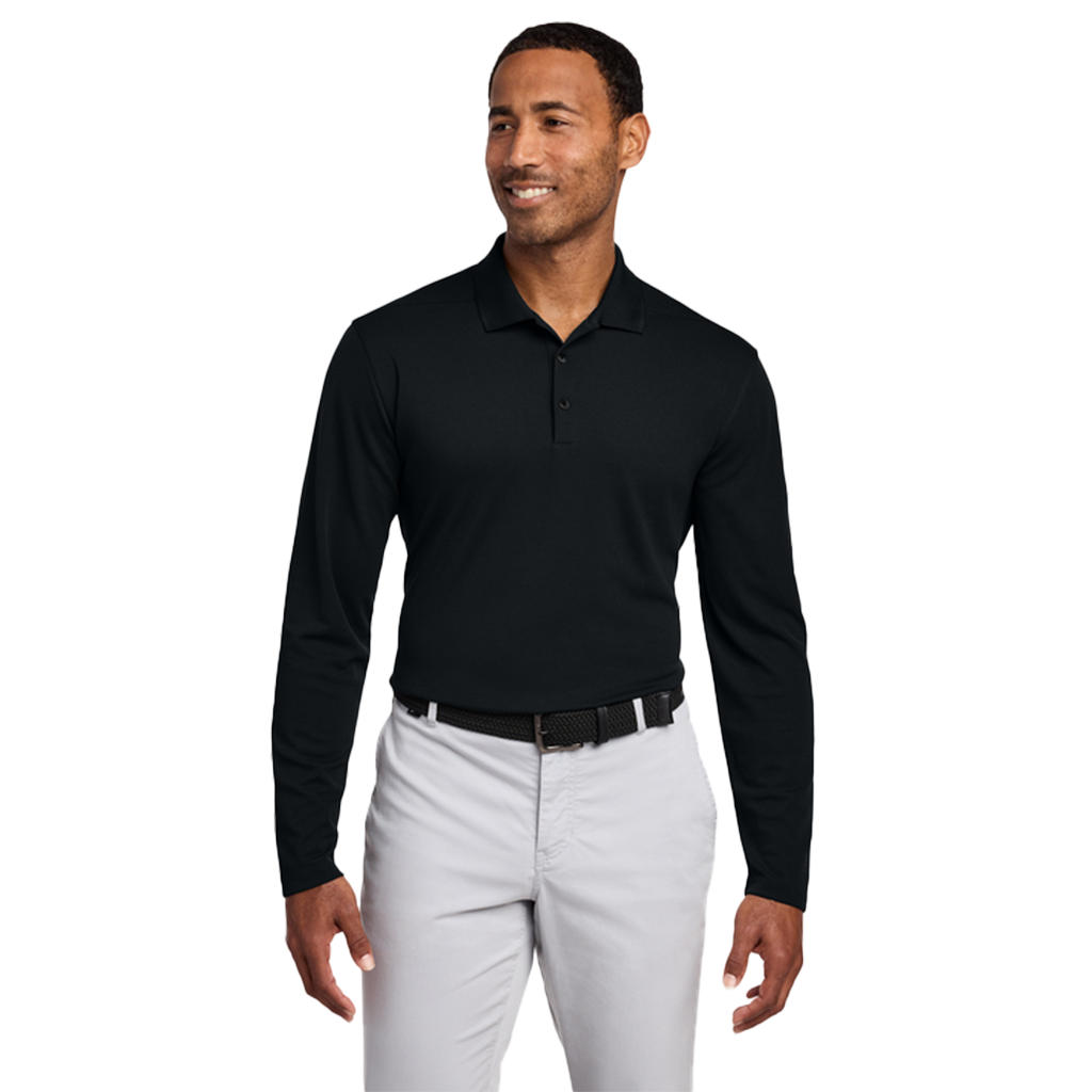 Nike Men's Black Dri-FIT Micro Pique 2.0 Long Sleeve Polo