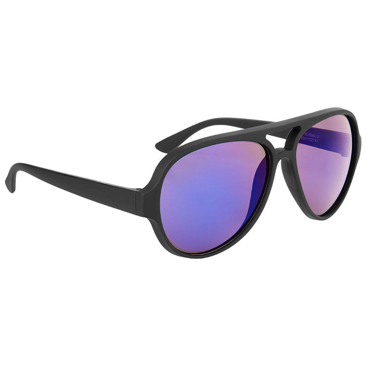 Hit Black With Blue Rubberized Recycled Frame Aviator Sunglasses
