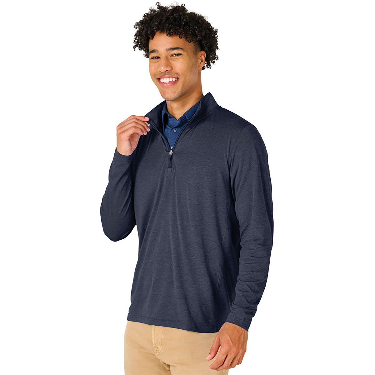 Charles River Men's Navy Heather Vista Tri-Blend Quarter Zip