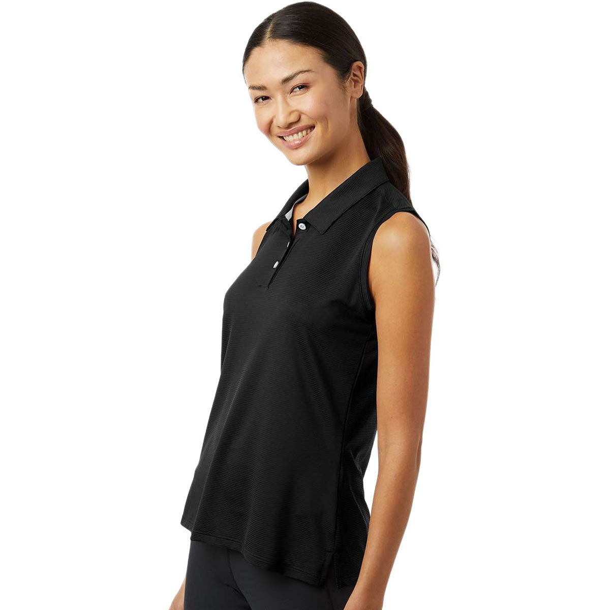 Adidas Women's Black Ottoman Sleeveless Polo