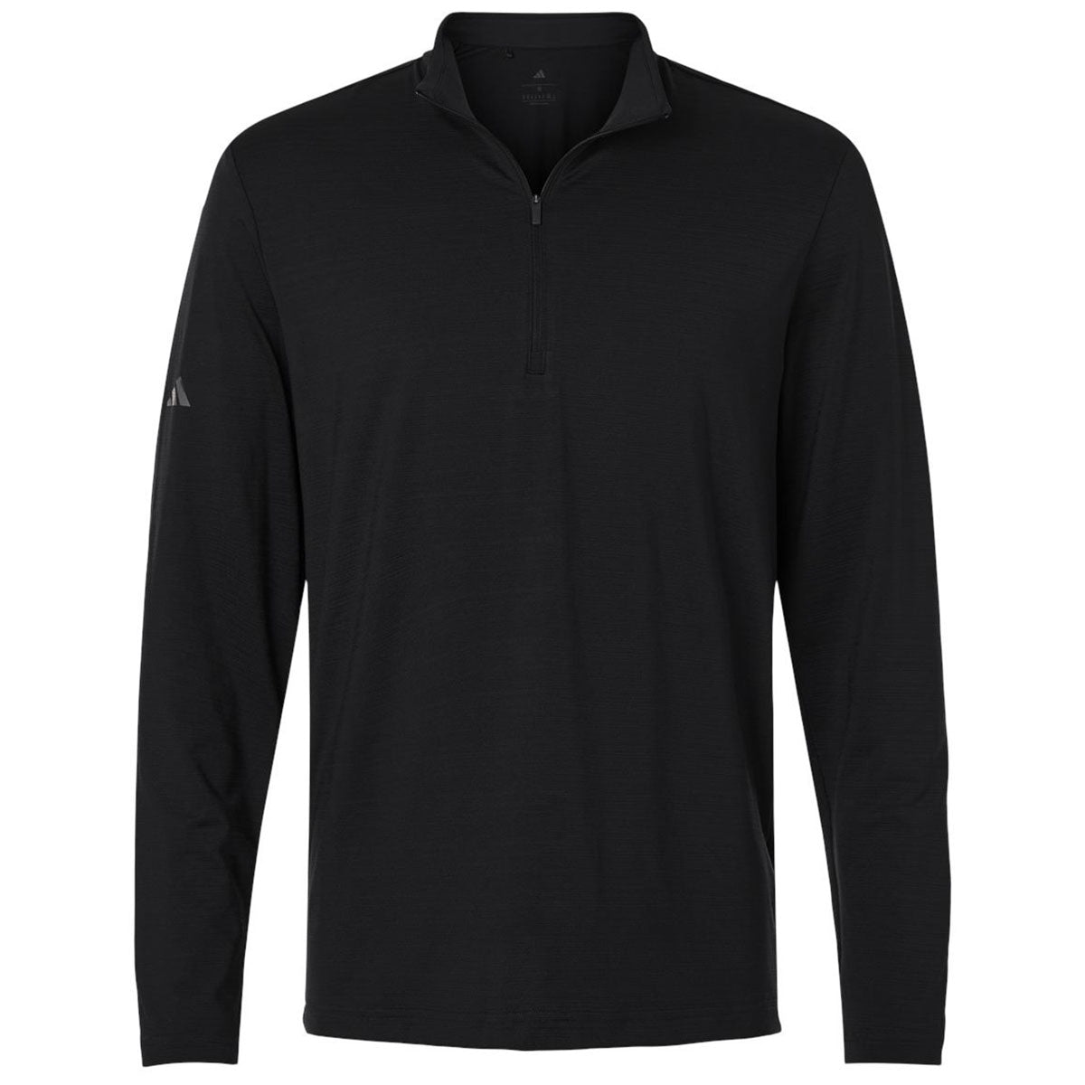Adidas Men's Black Textured Stripe Quarter-Zip Pullover