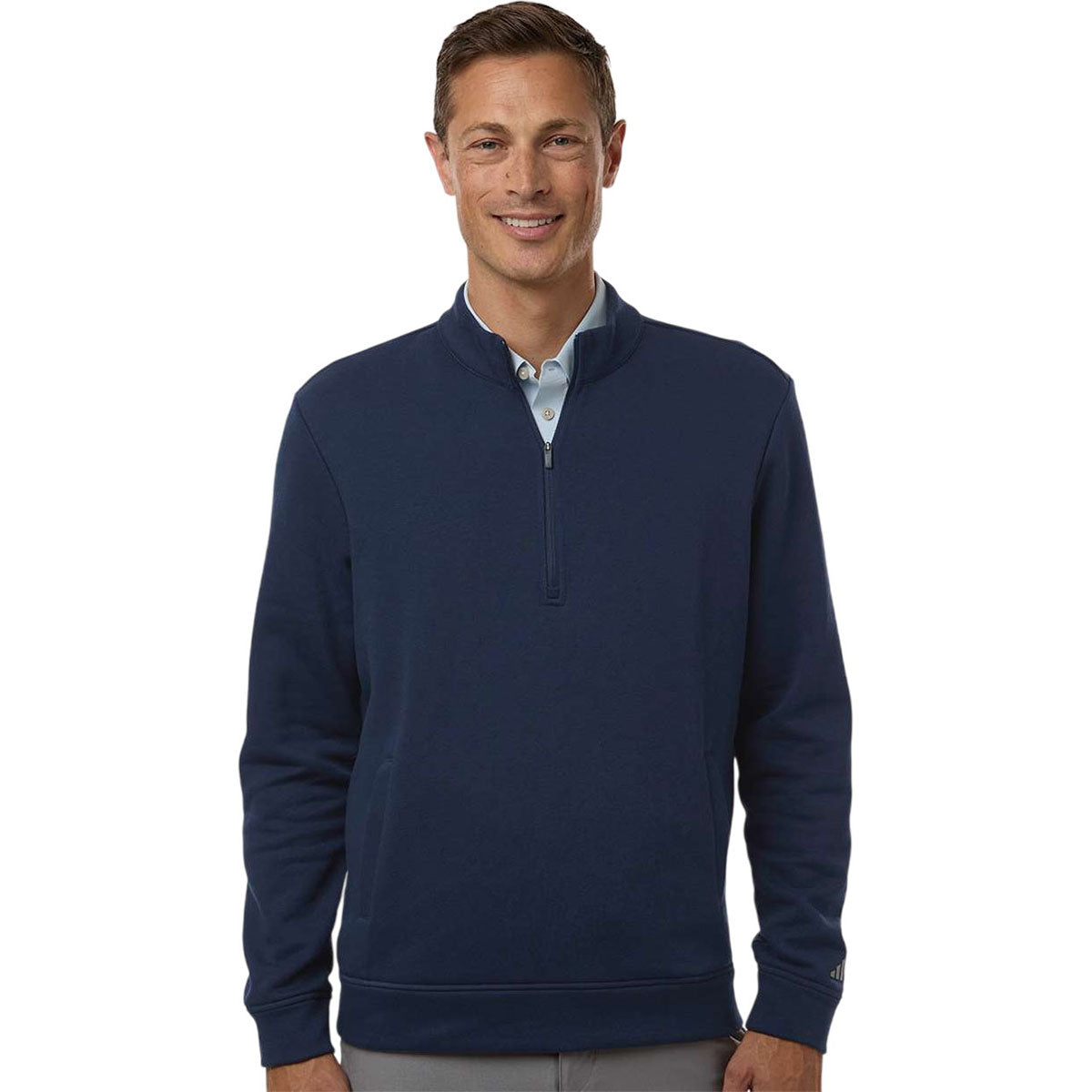 Adidas Men's Collegiate Navy Elevated Fleece Quarter-Zip Pullover