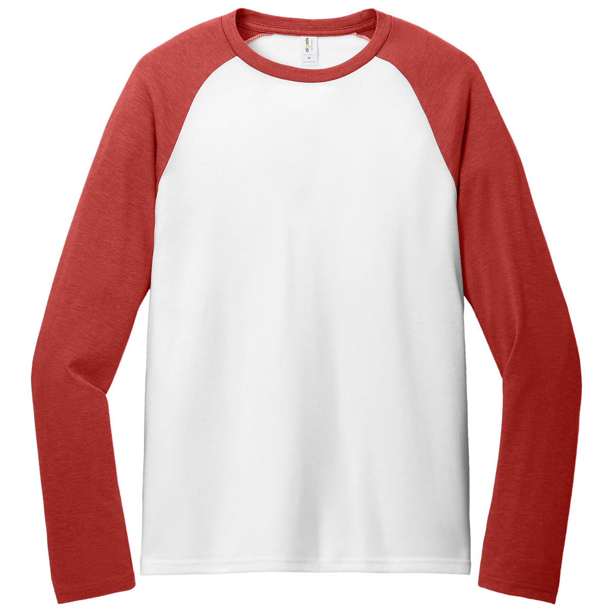 Allmade Unisex Rise Up Red/Bright White Tri-Blend Long Sleeve Colorblock Raglan