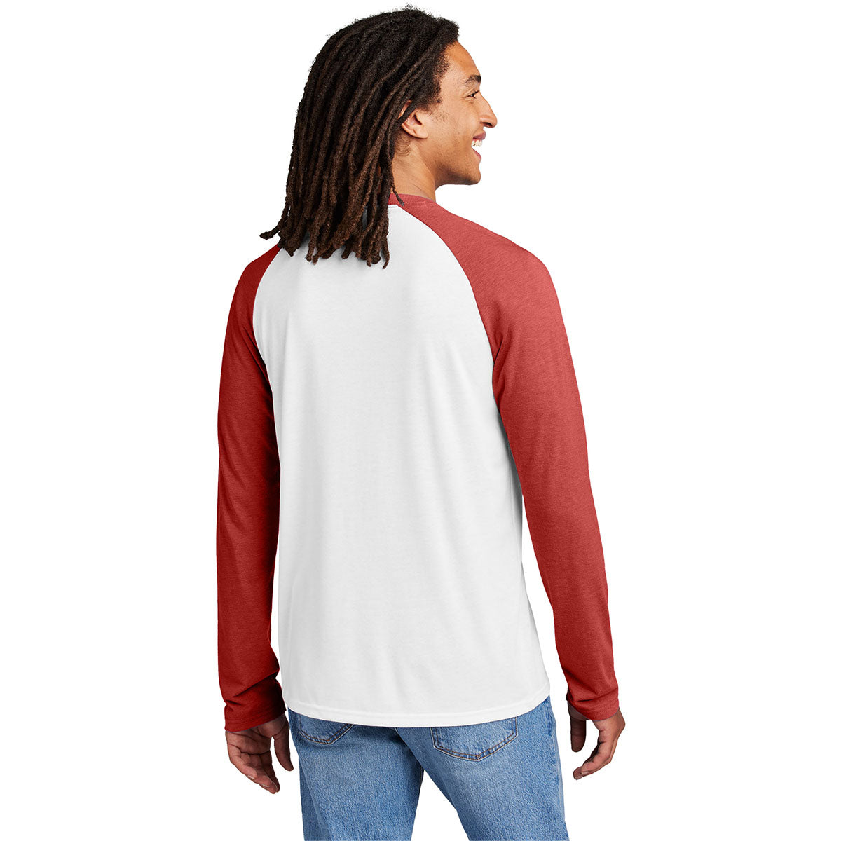 Allmade Unisex Rise Up Red/Bright White Tri-Blend Long Sleeve Colorblock Raglan
