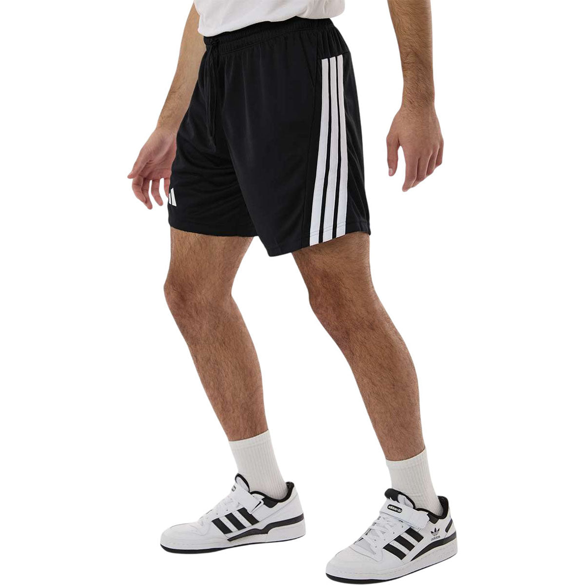 Adidas Men's Black/White 3-Stripes 7" Shorts