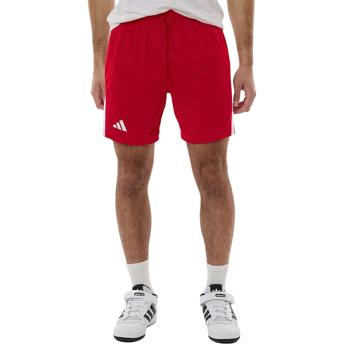 Adidas Men's Team Power Red/White 3-Stripes 7" Shorts