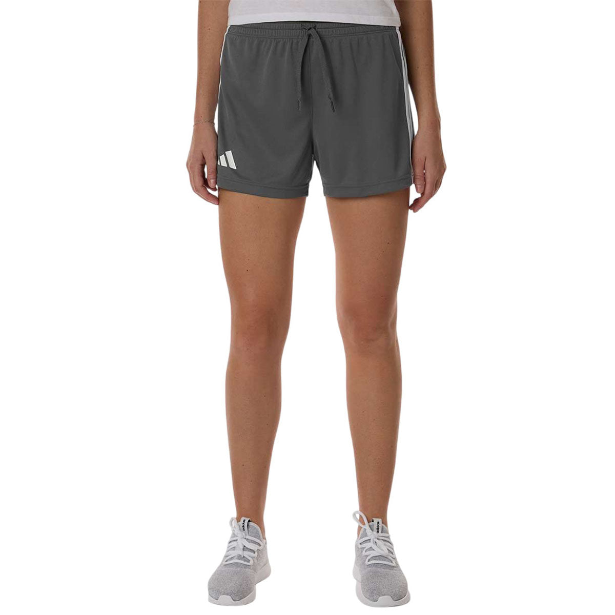 Adidas Women's Team Grey Four/White 3-Stripes 3" Shorts