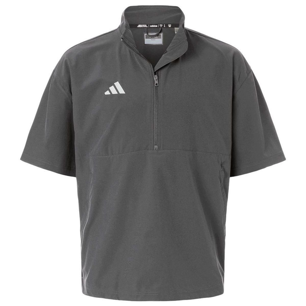 Adidas Men's Team Grey Four/ White Short Sleeve Quarter-Zip Pullover