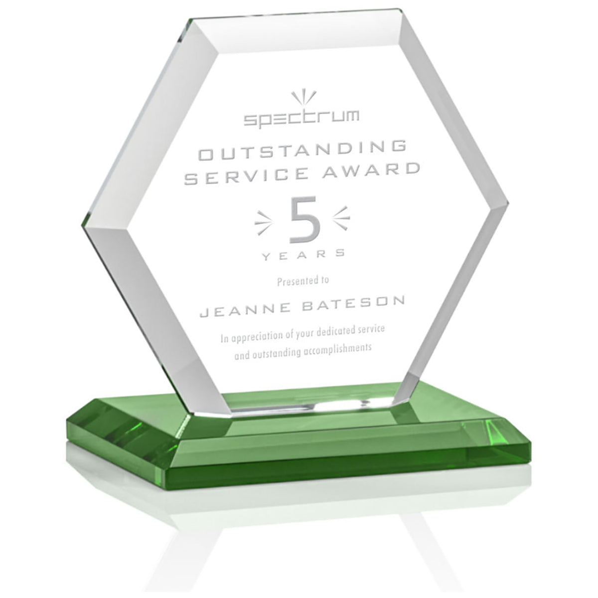 St. Regis Green Barnett Award 4" x 4.25" x 3" - Laser Engraved