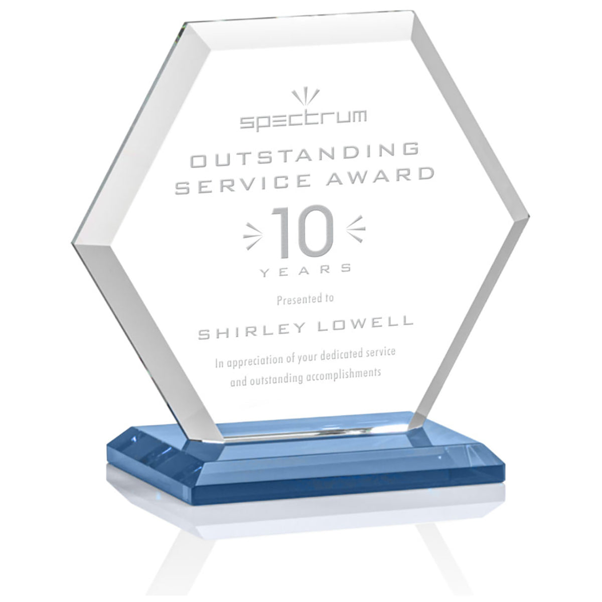 St. Regis Light Blue Barnett Award 5" x 5.25" x 3" - Laser Engraved