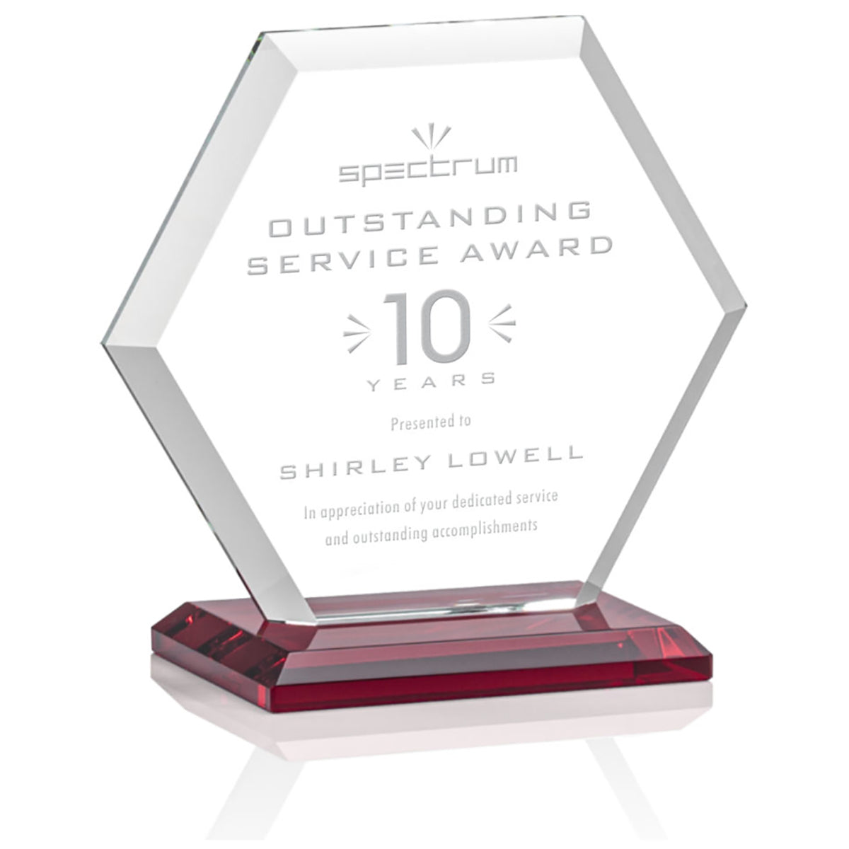 St. Regis Red Barnett Award 5" x 5.25" x 3" - Laser Engraved