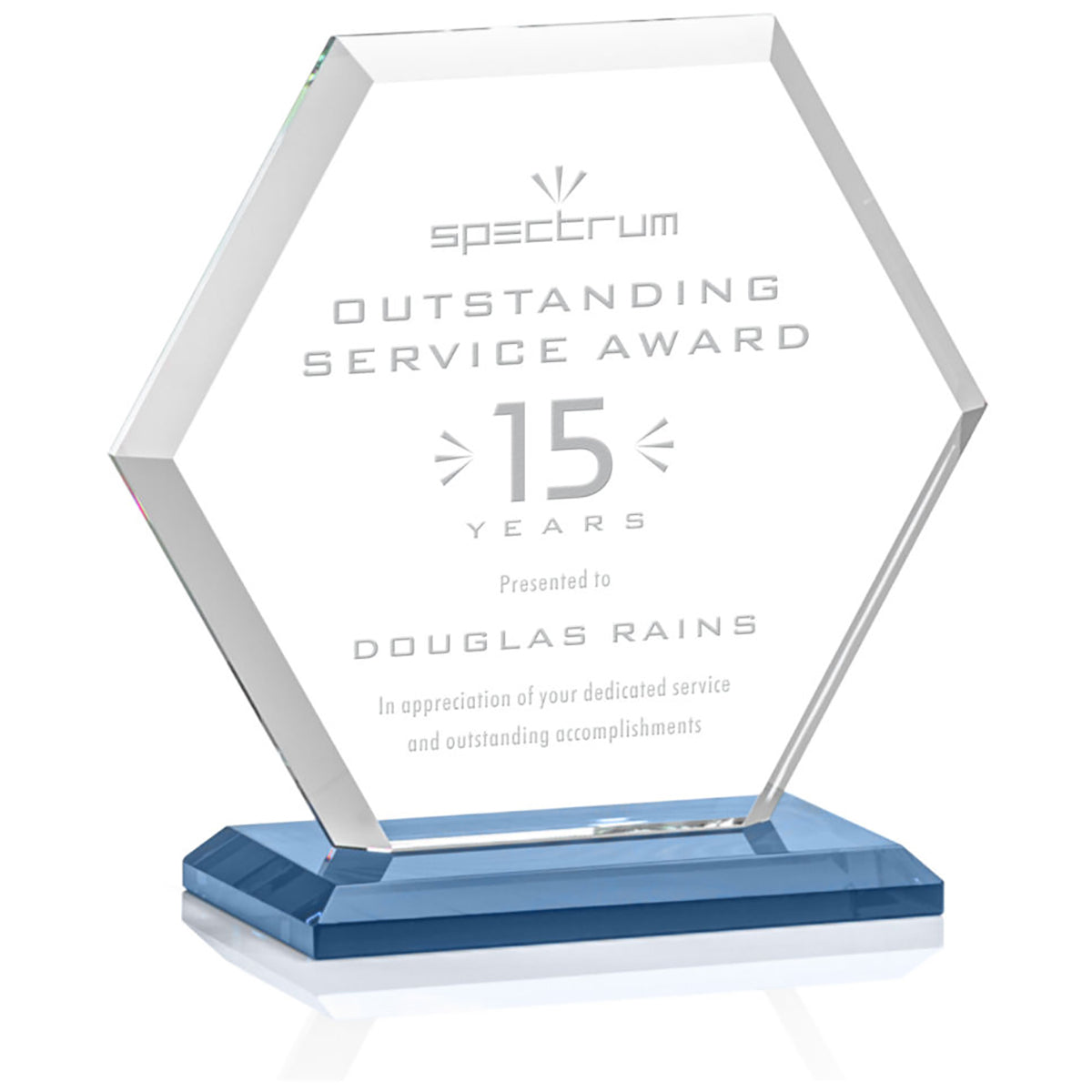 St. Regis Light Blue Barnett Award 6" x 6.25" x 3" - Laser Engraved