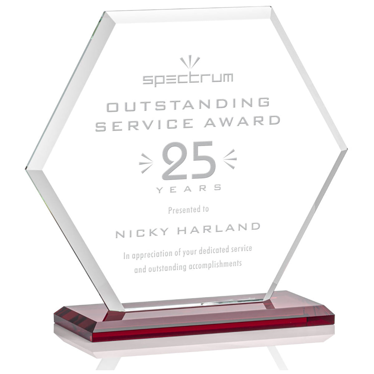 St. Regis Red Barnett Award 8" x 8.25" x 3" - Laser Engraved