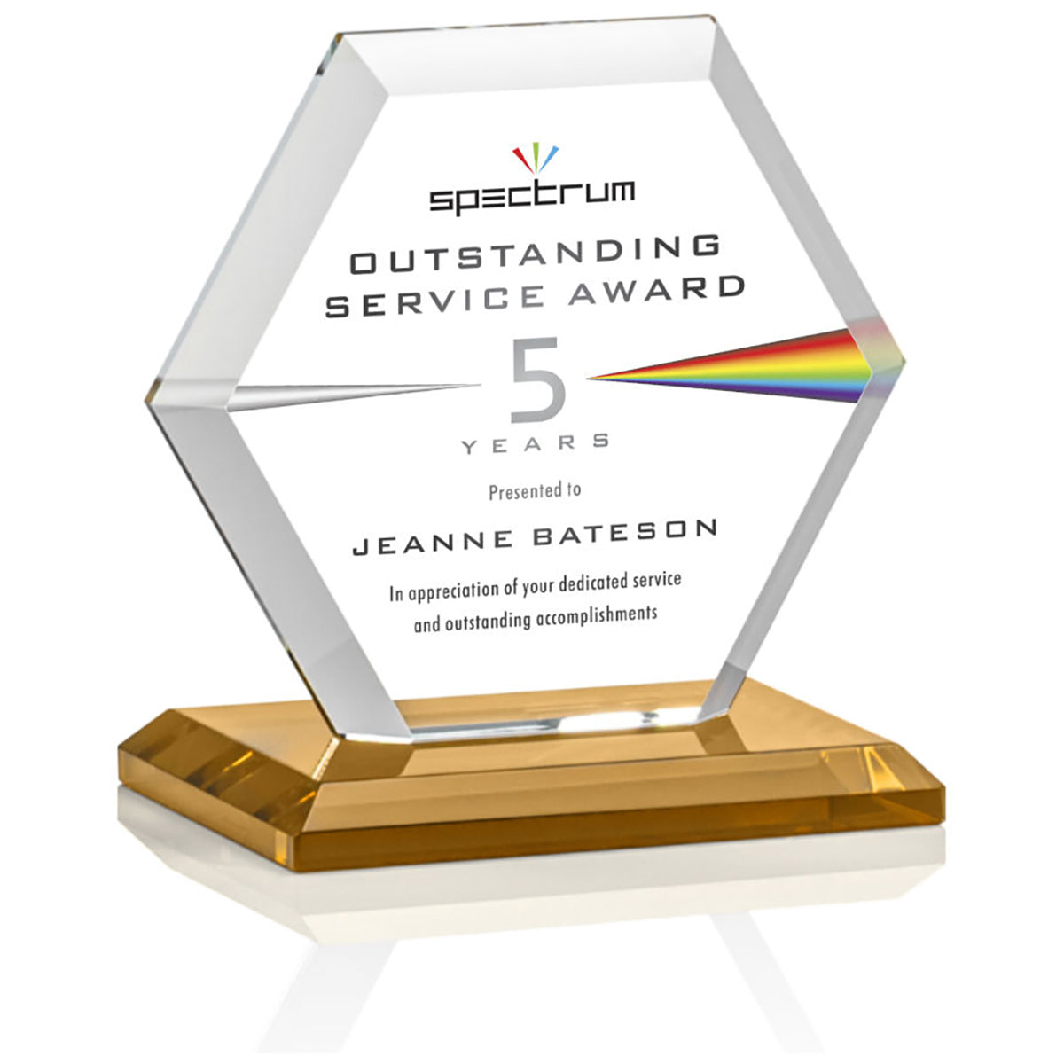 St. Regis Amber Barnett Award 4" x 4.25" x 3" - Printed
