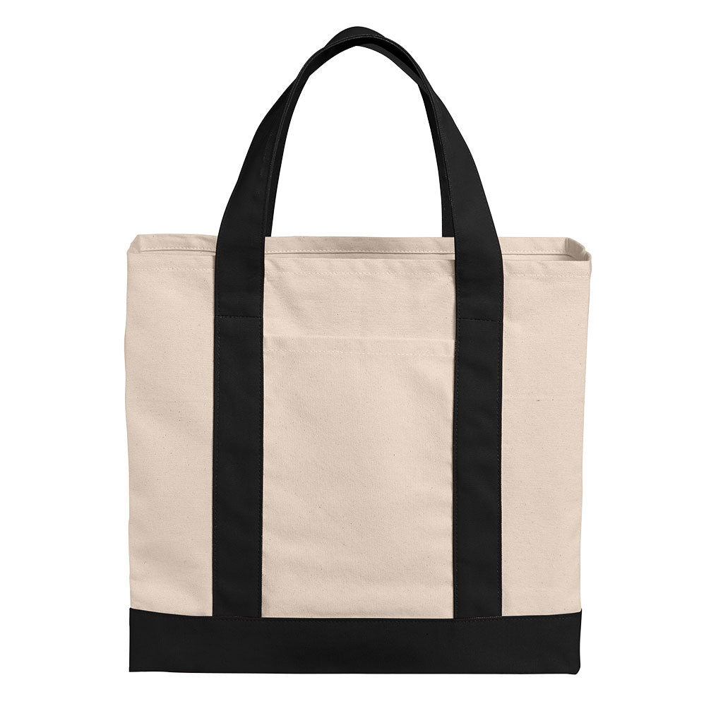 Port Authority Unisex Natural/Deep Black Cotton Canvas Two-Tone Tote