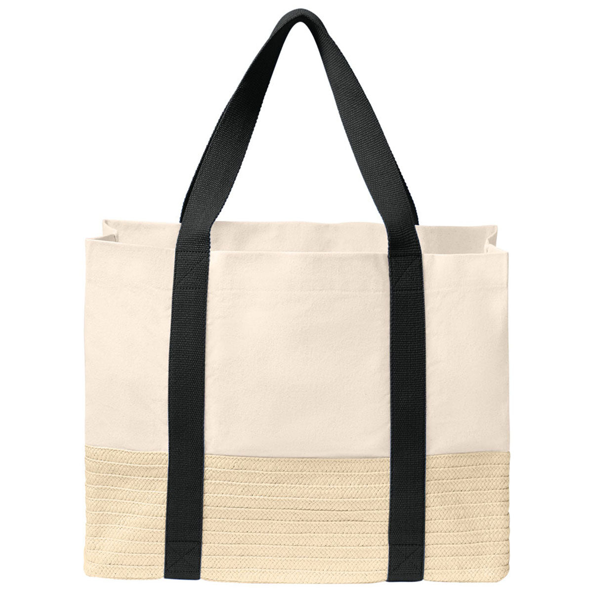 Port Authority Deep Black Straw Market Tote