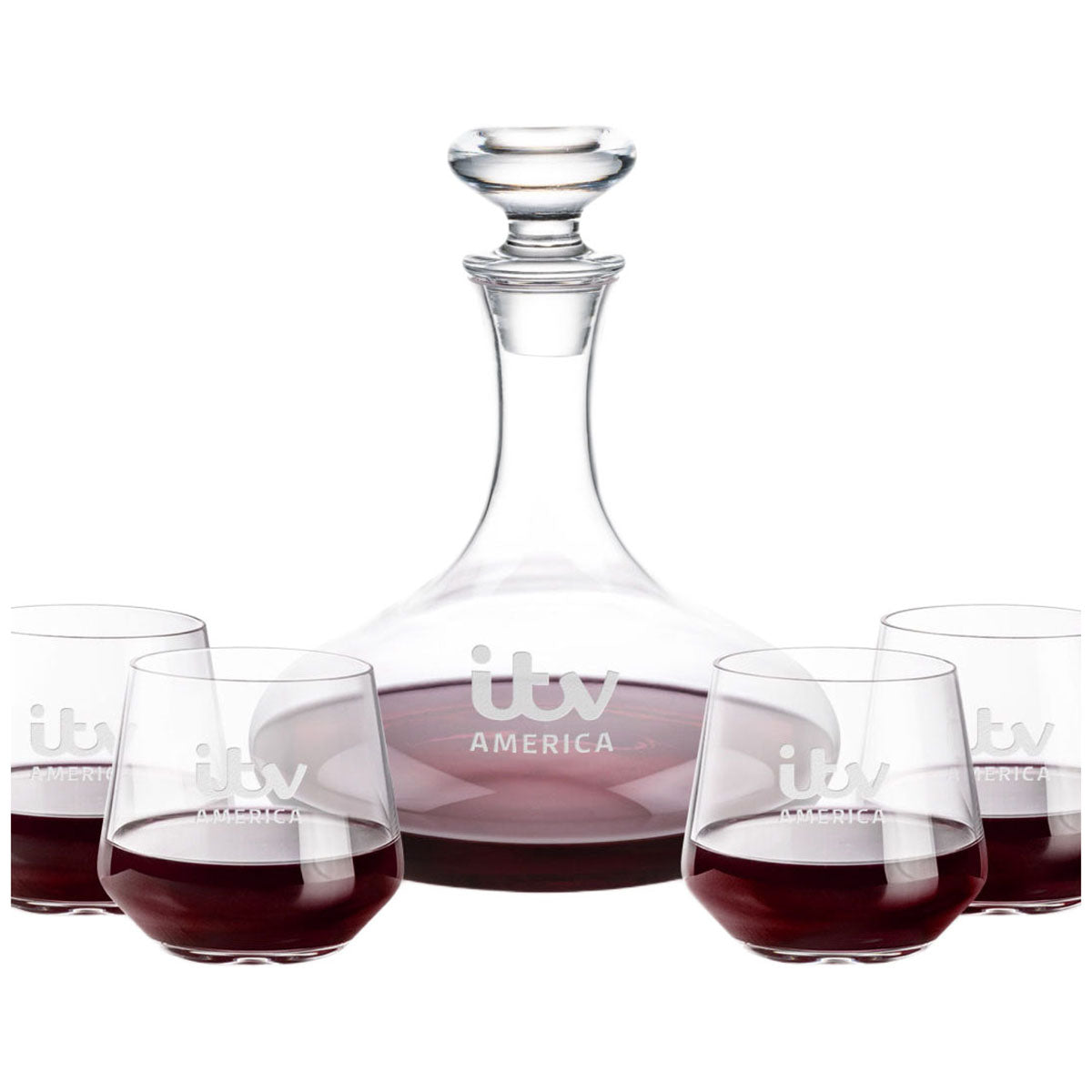 St. Regis Group Clear Elliston Decanter & Sturgis 4 Stemless Wine Set