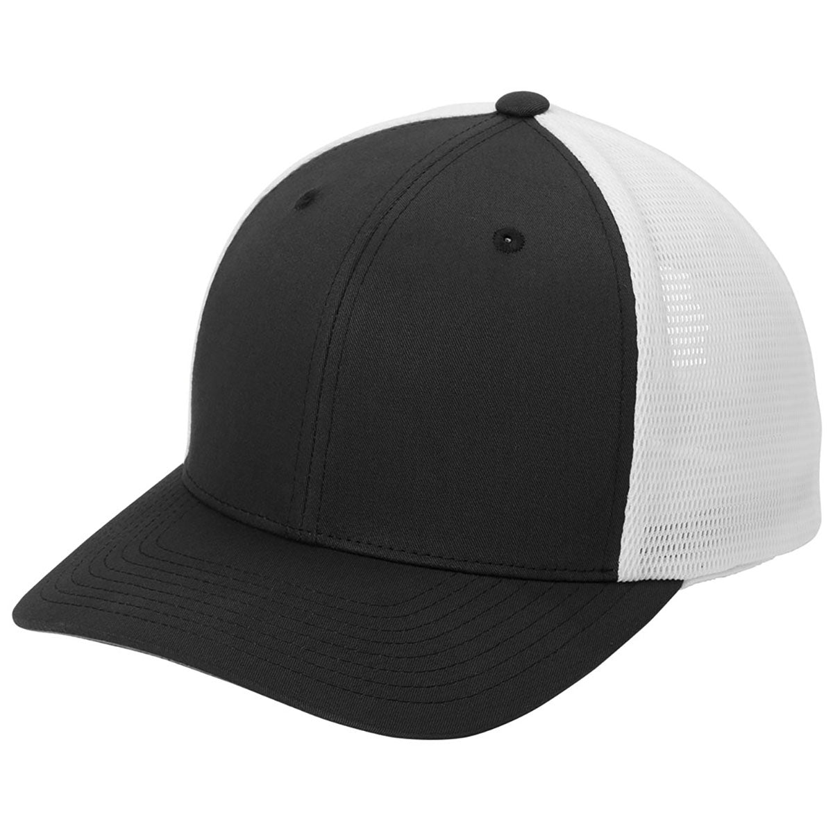 Port Authority Black/WhiteFlexfit 110 Mesh Cap