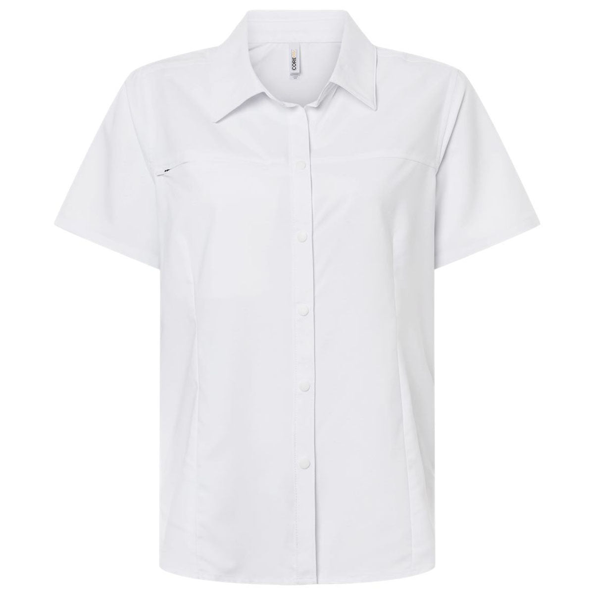 Core 365 Women's White UltraUVP Shoreline Short Sleeve Staff Shirt