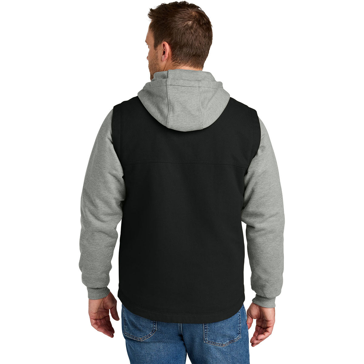 CornerStone Men's Black/Heather Grey Duck Fleece Full-Zip Hooded Jacket