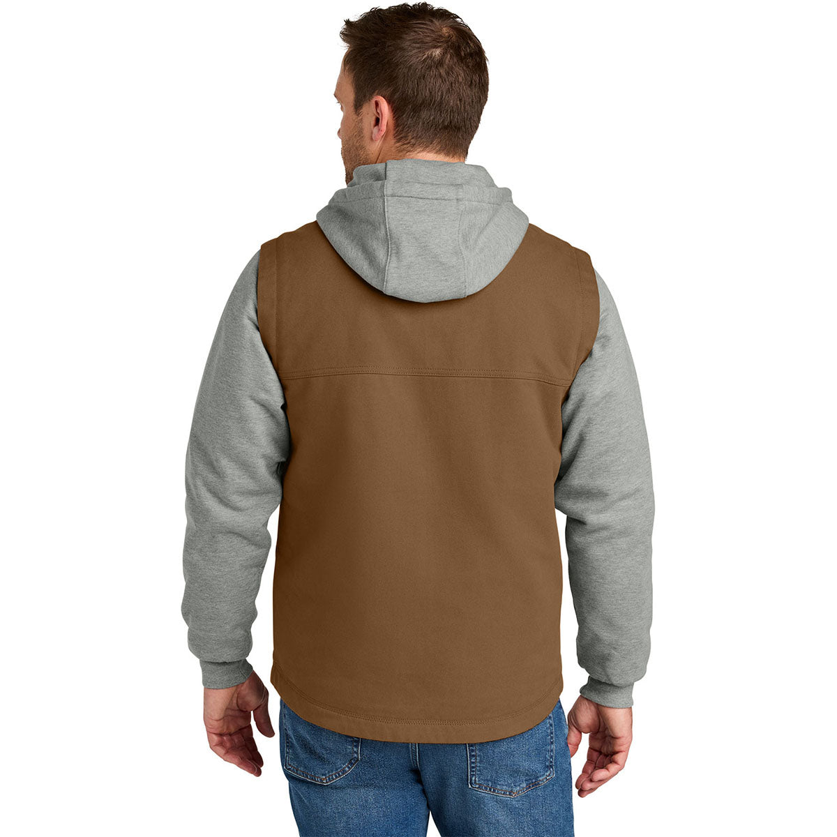 CornerStone Men's Duck Brown/Heather Grey Duck Fleece Full-Zip Hooded Jacket