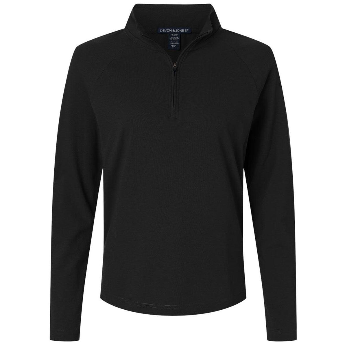 Devon & Jones Women's Black Seaton Pebble Textured Quarter-Zip Pullover