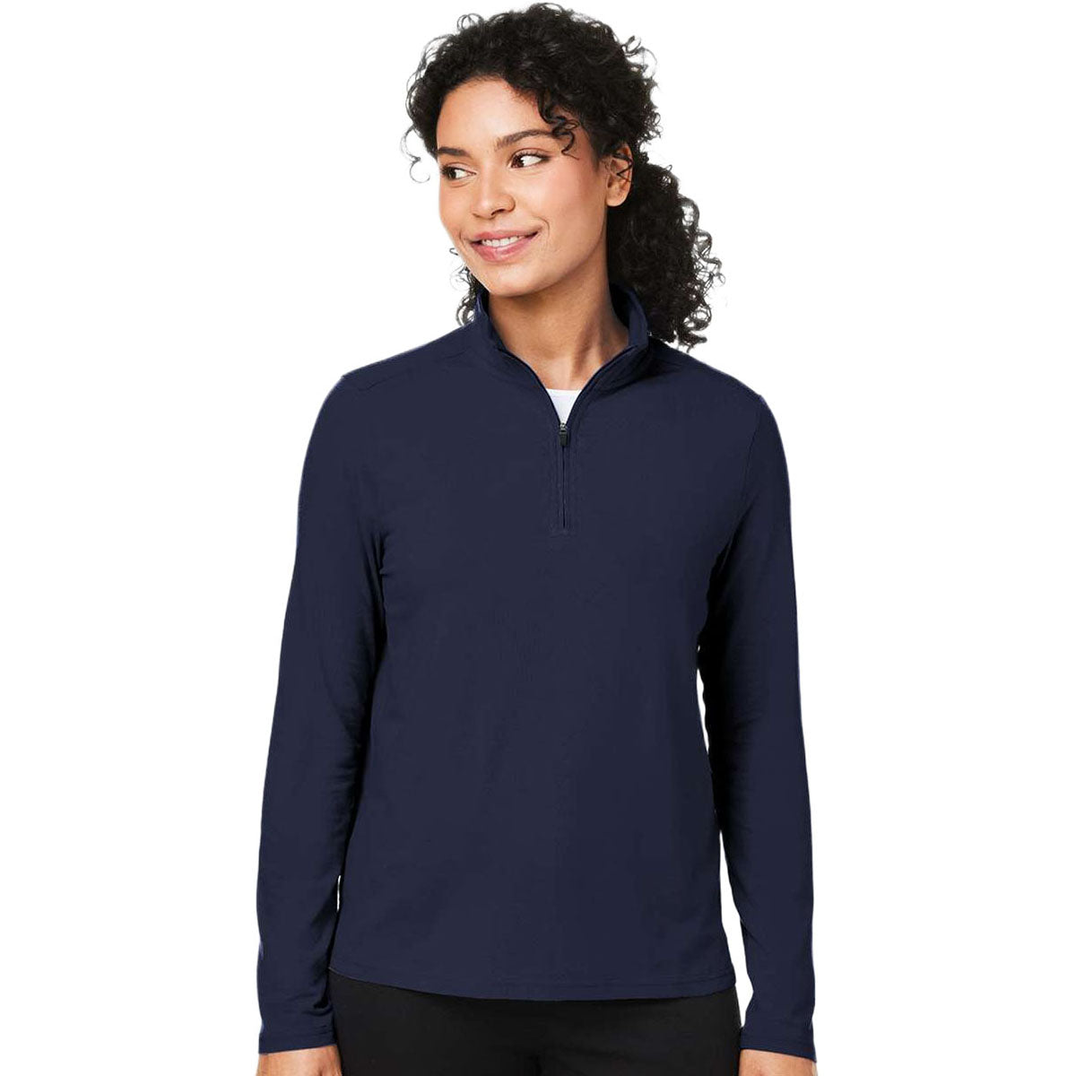 Devon & Jones Women's Navy Raleigh Stretch Quarter-Zip Pullover