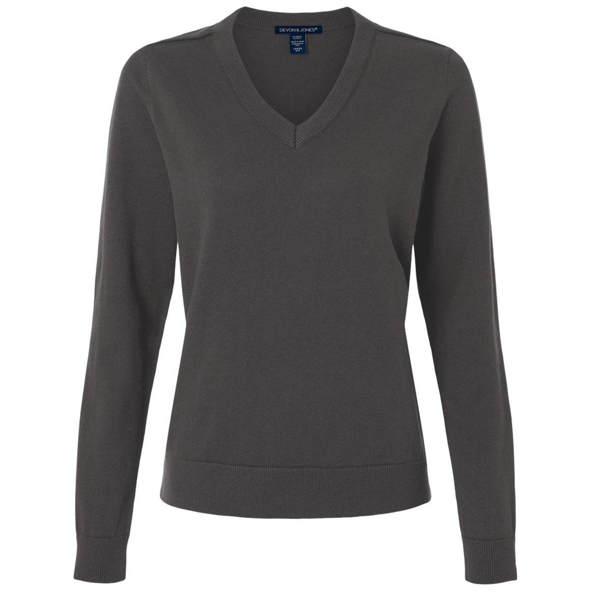 Devon & Jones Women's Graphite New Classics V-Neck Sweater