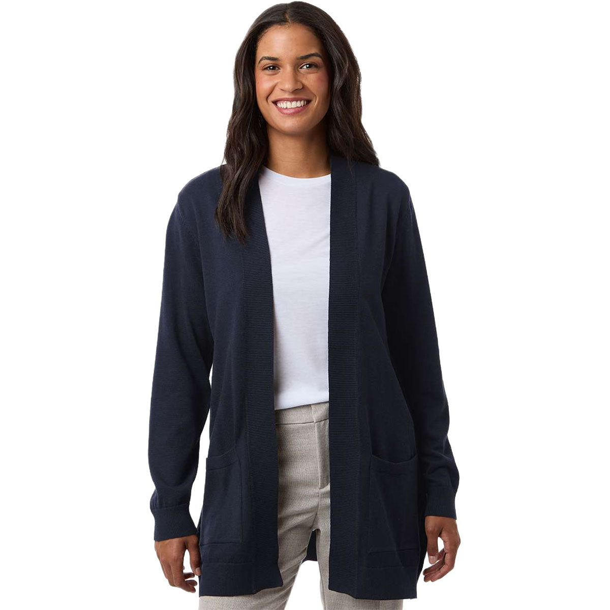 Devon & Jones Women's Navy New Classics Open Cardigan Sweater
