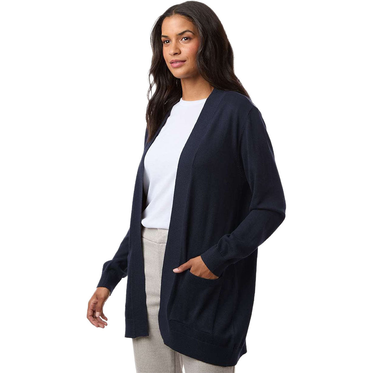 Devon & Jones Women's Navy New Classics Open Cardigan Sweater